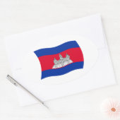 Ovale Sticker pour drapeau du Cambodge (Enveloppe)