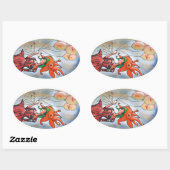 Ovale Sticker pour fille de poisson d'or (Feuille)
