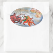 Ovale Sticker pour fille de poisson d'or (Sac)