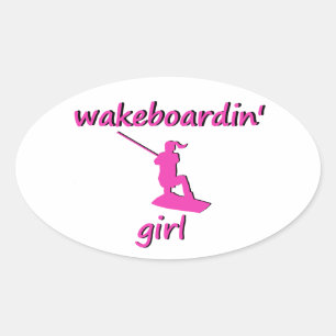 Ovale Sticker pour fille Wakeboardin