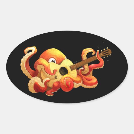 Ovale Sticker pour guitare d'Octopus (Devant)