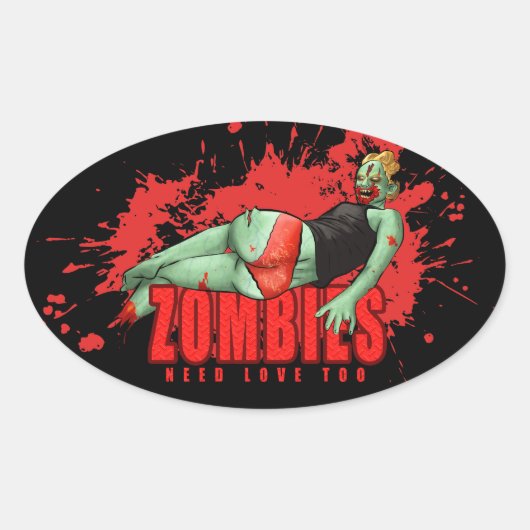 Ovale Sticker pour l'amour pour Zombies (Devant)