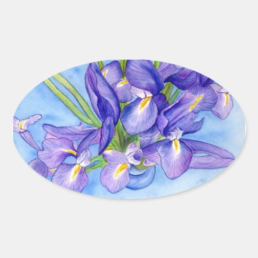 Ovale Sticker pour peinture à la fleur d'Iris (Devant)