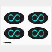 Ovale Sticker pour symbole d'infini bleu turquoise (Feuille)