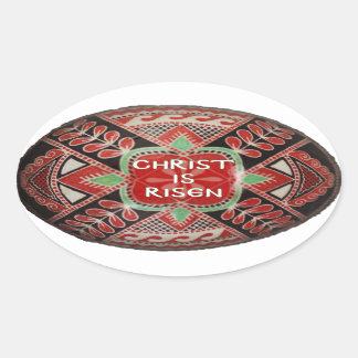 Ovale Sticker PysankyPascha/OEuf de Pâques