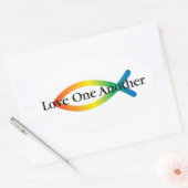 Ovale Sticker Rainbow Fish Love (Enveloppe)