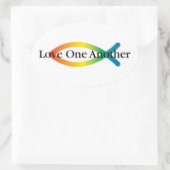 Ovale Sticker Rainbow Fish Love (Sac)