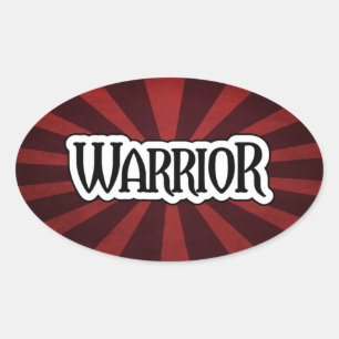 Ovale Sticker Red Starburst Warrior