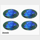 Ovale Sticker Rose bleu (Feuille)