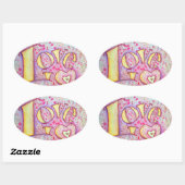 Ovale Sticker rose doux (Feuille)