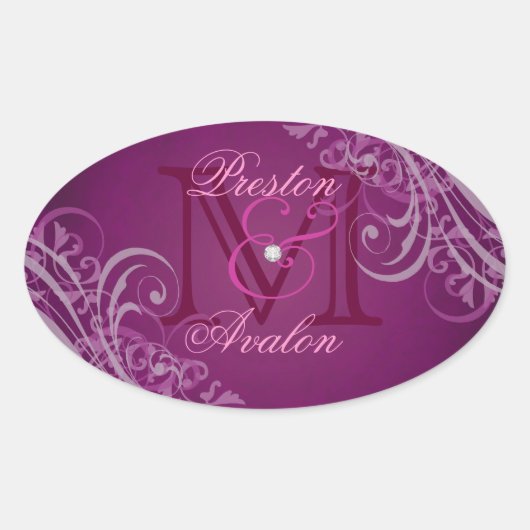 Ovale Sticker rose Monogramme rose (Devant)