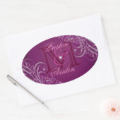 Ovale Sticker rose Monogramme rose (Enveloppe)