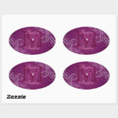 Ovale Sticker rose Monogramme rose (Feuille)