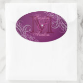 Ovale Sticker rose Monogramme rose (Sac)