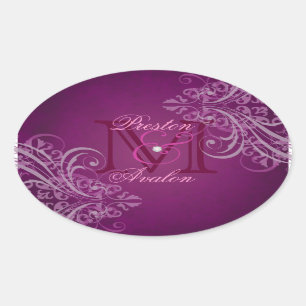 Ovale Sticker rose Monogramme rose