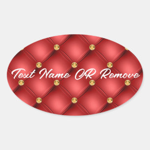 Ovale Sticker rouge de texte personnalisé Gold Diamond