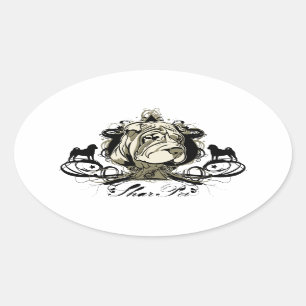 Ovale Sticker Shar Pei Urbain Flourissant