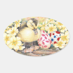 Ovale Sticker "Sleeping Ducky Easter"