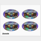 Ovale Sticker Space Crab 2 (Feuille)