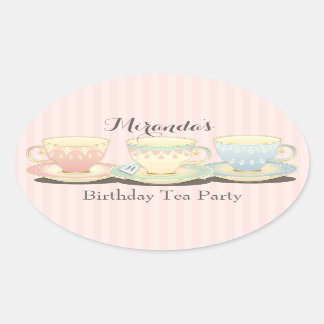 Ovale Sticker Sweetchic Anniversaire Teacup Tea Party