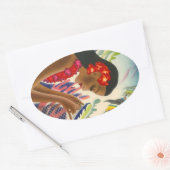 Ovale Sticker Vintage Tropical Hawaiian Islands Travel (Enveloppe)