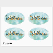 Ovale Sticker "Wellness" Pour Votre Bonne Santé. (Feuille)