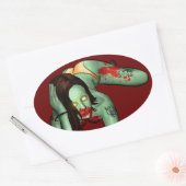 Ovale Sticker Zombie Pin-Up (Enveloppe)