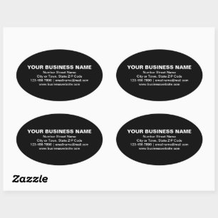 Ovale Textes simples Marque d'affaires sur Sticker noir 