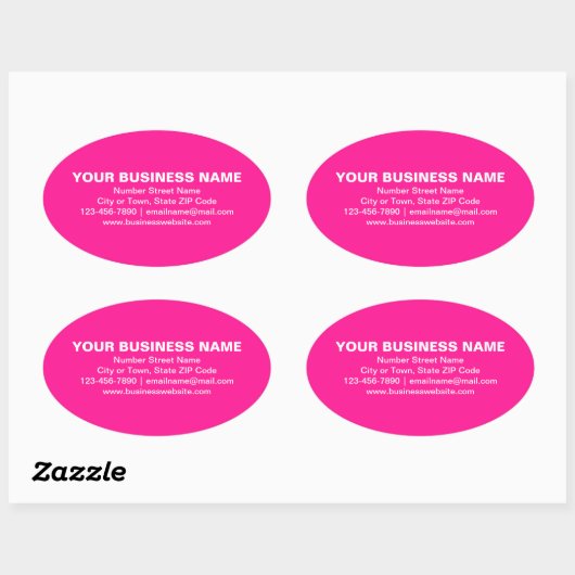Ovale Textes simples Marque d'affaires sur Sticker rose (Feuille)