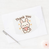 Ovale Thank You Kawaii Bunny Oval Sticker (Enveloppe)