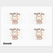 Ovale Thank You Kawaii Bunny Oval Sticker (Feuille)