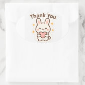 Ovale Thank You Kawaii Bunny Oval Sticker (Sac)