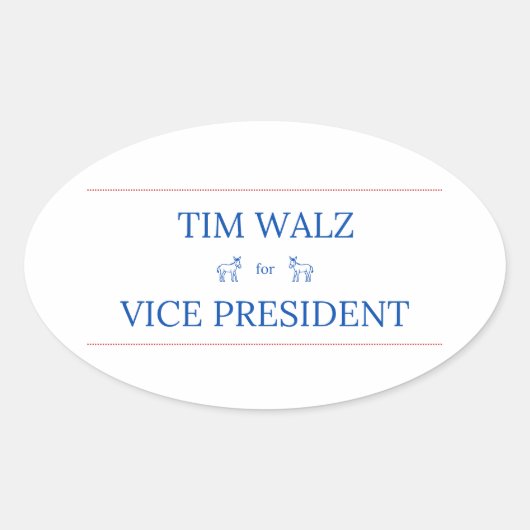 Ovale Tim Walz pour Sticker vice-président (Devant)