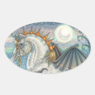 Ovale UNICORN DE GOTH, HALLOWEEN HORSE STICKER Oval