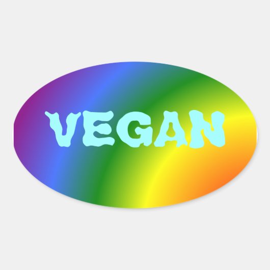 Ovale vegan regenboog Sticker (Voorkant)