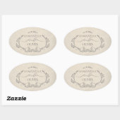 Ovale Vintage Minimalist Wedding Sticker (Feuille)
