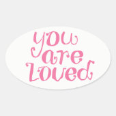 Ovale Vous Êtes Aimé Sticker Rose (Devant)