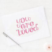 Ovale Vous Êtes Aimé Sticker Rose (Enveloppe)