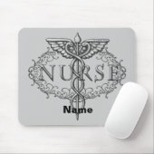 Ovale zilveren caduceus verpleegkundige muismat (Met muis)
