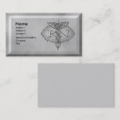 Ovale zilveren caduceus verpleegkundige visitekaartje (Voorkant / Achterkant)