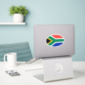 Ovale Zuid-Afrika vlag vinyl auto sticker (Laptop op bureau)
