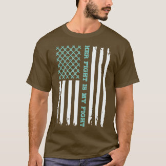 OVARIAN AMERICAN VLAG Haar gevecht is mijn Blauwgr T-shirt