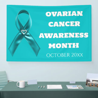 Ovarian Cancer Awareness cervical teal ribbon Spandoek