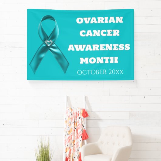 Ovarian Cancer Awareness cervical teal ribbon Spandoek (Insitu)