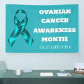 Ovarian Cancer Awareness Month teal ribbon DIY Spandoek (Beurs)