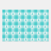 Ovarian Cancer Awareness Plaid Wrapping Paper Teal (Voorkant 3)