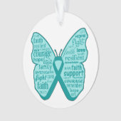 Ovarian Cancer Butterfly Collage of Words Ornament (voorkant)