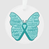 Ovarian Cancer Butterfly Collage of Words Ornament (voorkant)