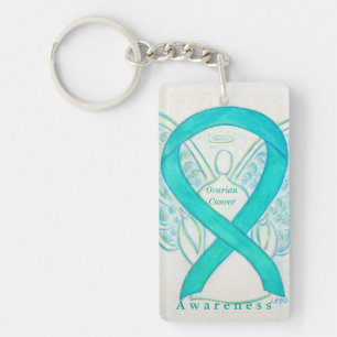 Ovarium Cancer Angel Awareness Ribbon Sleutelhange Sleutelhanger