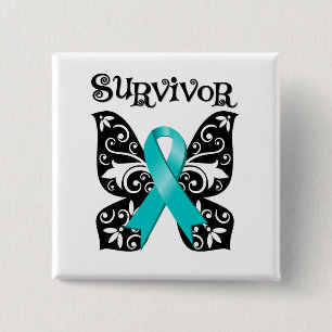 Ovarium Cancer Butterfly Survivor Vierkante Button 5,1 Cm